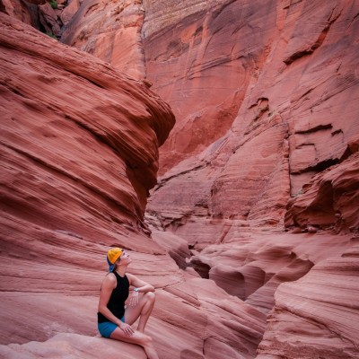 a canyon with a mountain in the background